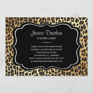 Safari Animal Print Leopard Baby shower Uitnodigin Kaart