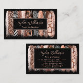 Safari Animal Print Roos Gold Brush Strokes Visitekaartje (Voorkant / Achterkant)