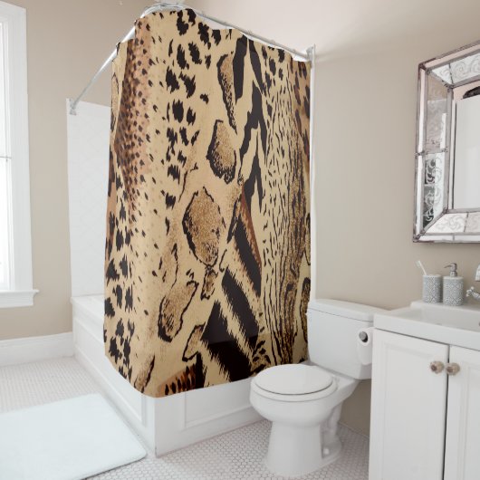 Safari Animal Print Shower Curtain Douchegordijn (In situ)