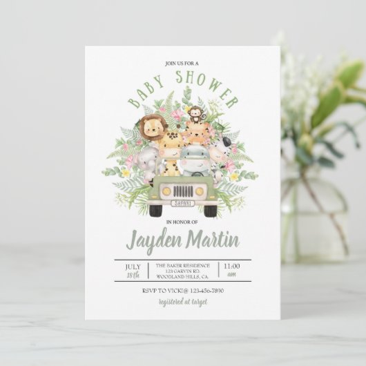 SAFARI ANIMAL SHOWER, BABY SHOWER, DIERENSCHOUDER (Staand voorkant)