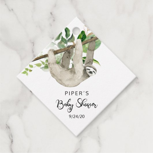 Safari Animal Sloth Baby shower Dank u Bedankjes Labels (Voorkant)