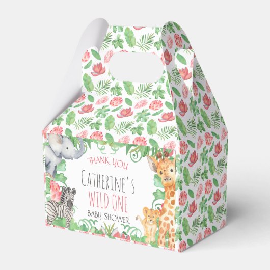 Safari Animal Topical Floral Baby shower Dank u Bedankdoosjes (Voorkant Zijde)
