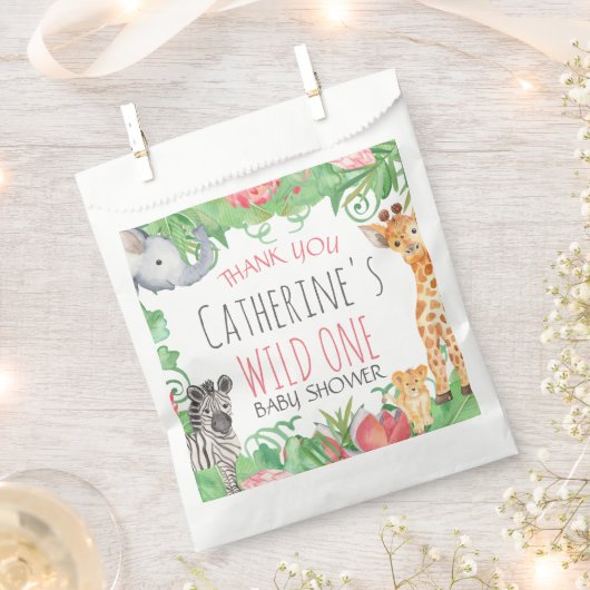 Safari Animal Topical Floral Baby shower Dank u Bedankzakje (Geknipt)