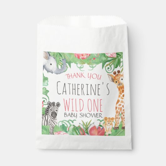 Safari Animal Topical Floral Baby shower Dank u Bedankzakje (Voorkant)