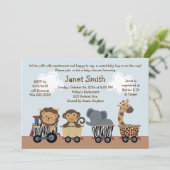 Safari/Animal Train Baby shower Uitnodiging (Staand voorkant)