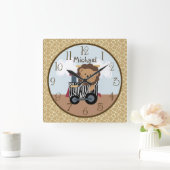 Safari Animal Train Nursery Clock Vierkante Klok (Huis)