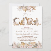 Safari Animal Tropical Floral Girl Baby shower Kaart (Voorkant)