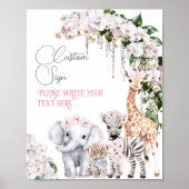 Safari Animal Tropical Flower Baby shower Custom Poster (Voorkant)