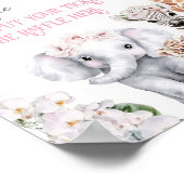 Safari Animal Tropical Flower Baby shower Luier Poster (Hoek)