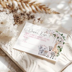 Safari Animal Tropical Flower Diaper Baby shower Informatiekaartje