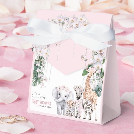 Safari Animal Tropical Flower Pink Baby shower Bedankdoosjes (Huwelijk)