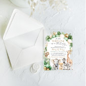 Safari Animal Tropical Green Wild One Baby shower Acryl Uitnodigingen