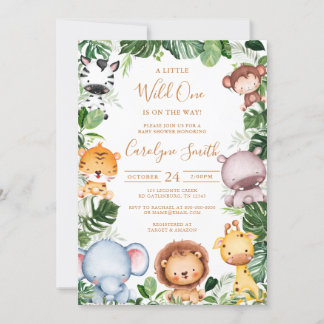 Safari Animal Tropical Greenery Baby shower Kaart