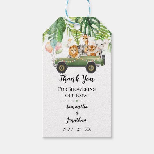 Safari Animal Tropical Oerwoud Baby shower Favor Cadeaulabel (Voorkant)