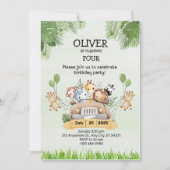 Safari Animal Verjaardag 4e Uitnodiging Flat Kaart (Voorkant)