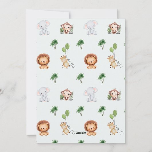 Safari Animal Verjaardag 4e Uitnodiging Flat Kaart (Achterkant)