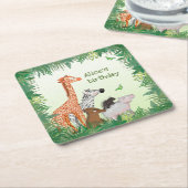 Safari Animal verjaardagsfeestje onderzetter (Schuin)