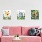 Safari Animal Waterverf Nursery Wall Art Set van 3 (Woonkamer)