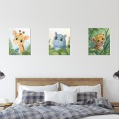 Safari Animal Waterverf Nursery Wall Art Set van 3 (Slaapkamer)