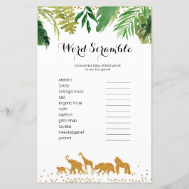 Safari Animal Waterverf Word Scramble Game