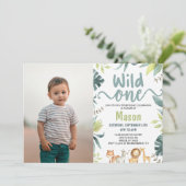 Safari Animal Wild Eén Oerwoud 1e verjaardag Kaart (Staand voorkant)