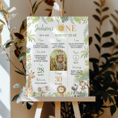 Safari Animal Wild One 1st Birthday Milestone Sign Poster
