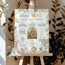 Safari Animal Wild One 1st Birthday Milestone Sign