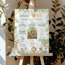 Safari Animal Wild One 1st Birthday Milestone Sign Poster