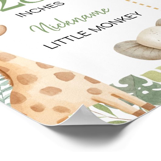 Safari Animal Wild One 1st Birthday Milestone Sign Poster (Hoek)