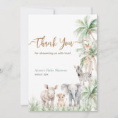 Safari Animal Wild One Baby Boy Shower Bedankkaart (Voorkant)
