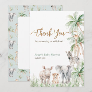 Safari Animal Wild One Baby Boy Shower Bedankkaart