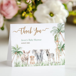 Safari Animal Wild One Baby Boy Shower Bedankkaart