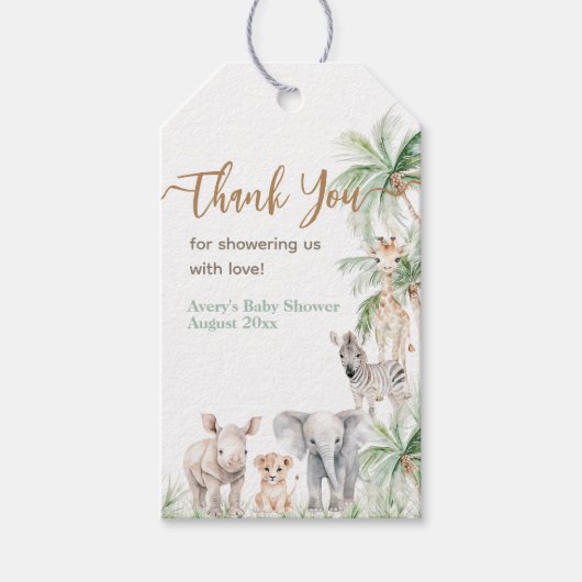 Safari Animal Wild One Baby Boy Shower Cadeaulabel (Voorkant)