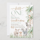 Safari Animal Wild One Baby Boy Shower Kaart (Voorkant)