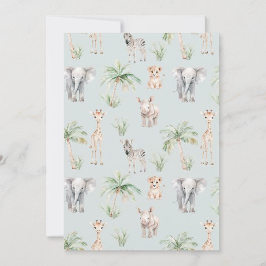Safari Animal Wild One Baby Boy Shower Kaart (Achterkant)