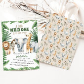 Safari Animal Wild One genderneutraal Baby shower Kaart