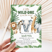 Safari Animal Wild One genderneutraal Baby shower Kaart