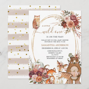 Safari Animal Wild One Herfst Pompoen Baby shower Kaart