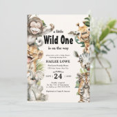 Safari Animal Wild One Oerwoud Baby shower Kaart (Staand voorkant)