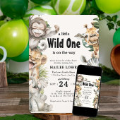 Safari Animal Wild One Oerwoud Baby shower Kaart
