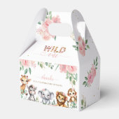 Safari Animal Wild One Pink Floral 1e verjaardag Bedankdoosjes (Achterkant)
