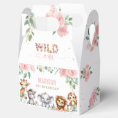 Safari Animal Wild One Pink Floral 1e verjaardag Bedankdoosjes (Geopend)