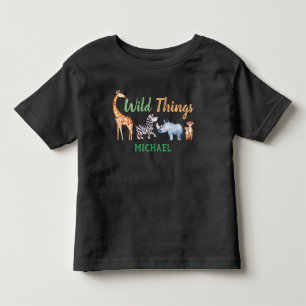 Safari Animal Wild Things Verjaardag gepersonalise Kinder Shirts