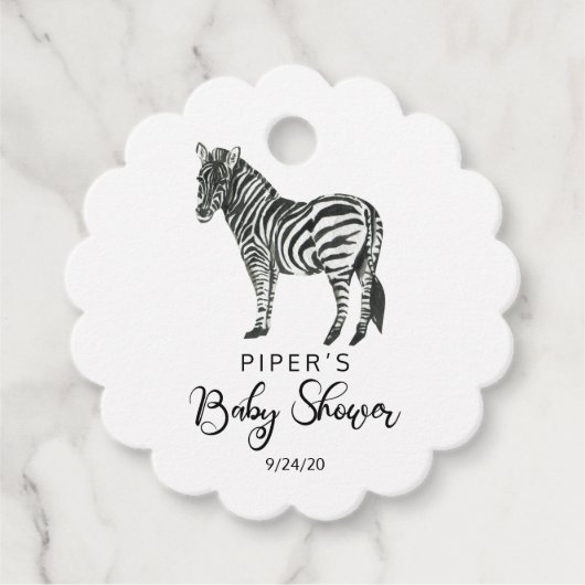 Safari Animal Zebra Baby shower dank u Bedankjes Labels (Voorkant)