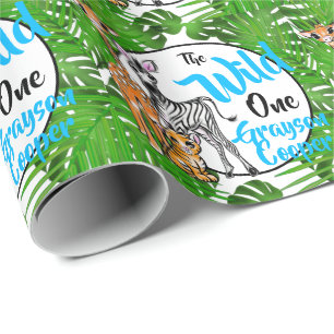 Safari animals 1st Birthday oerwoud — Wra Cadeaupapier