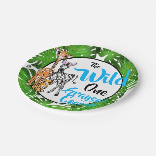 Safari animals 1st Birthday | OERWOUDEN Papieren Bordje (Gekanteld)