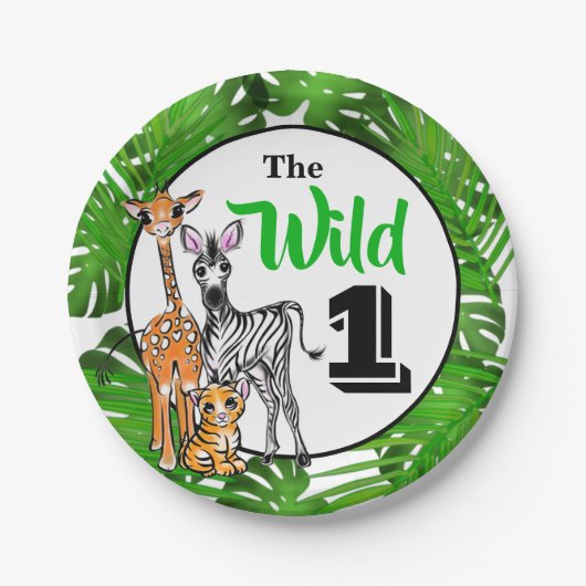 Safari animals 1st Birthday | OERWOUDEN Papieren Bordje (Voorkant)