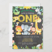 Safari Animals 1st Boy Verjaardag Krijtbord Oerwou Kaart (Voorkant)