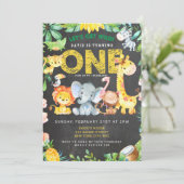 Safari Animals 1st Boy Verjaardag Krijtbord Oerwou Kaart (Staand voorkant)