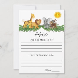 Safari Animals Advice for Baby Shower Game Card Kaart